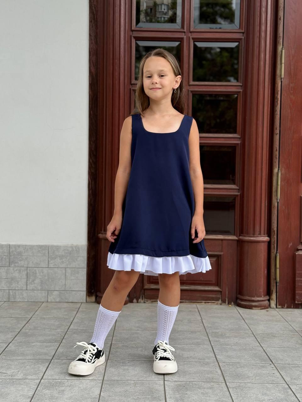 Дитячий сарафан; Колір: темно-синій і чорний; Розміри: 128, 134, 140, 146, 152 ;, фото 1