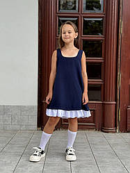 Дитячий сарафан; Колір: темно-синій і чорний; Розміри: 128, 134, 140, 146, 152 ;