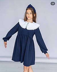 Дитяче плаття зі знімним комірцем; Кольори: темно-синій, чорний і сірий; Розміри: 128, 134, 140, 146, 152 ;