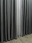 Однотонна лянна плетена штора "Asil" з підкладкою blackout, колір сірий, фото 4