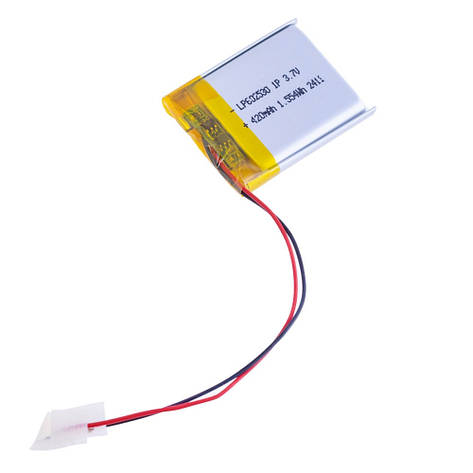 LiPo 420 mAh, 3,7V, 6,2x25,5x30,5 мм LiPower акумулятор літій-полімерний LPW602530, фото 1
