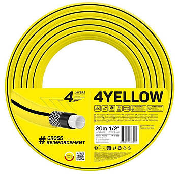 Шланг садовий Cellfast 4YELLOW 1/2" 20м 4 шари до 20бар -10…+50°C