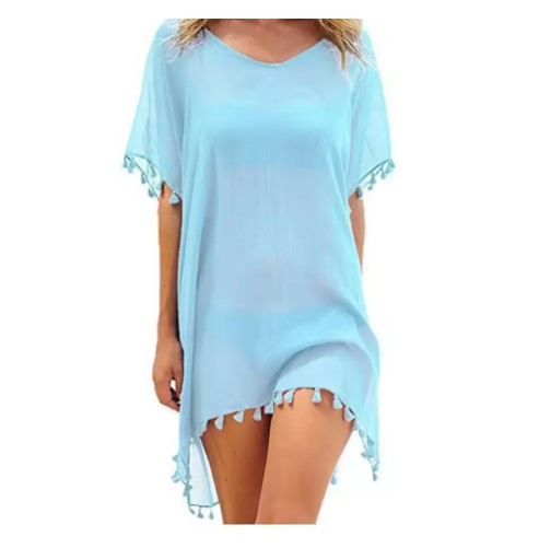 Туніка пляжна великий розмір розлітайка One Size блакитна (KST-Lblu), фото 1
