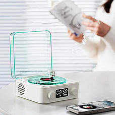 Бездротова музична колонка з підсвічуванням в стилі вінілового програвача KW03 бірюзова, фото 2