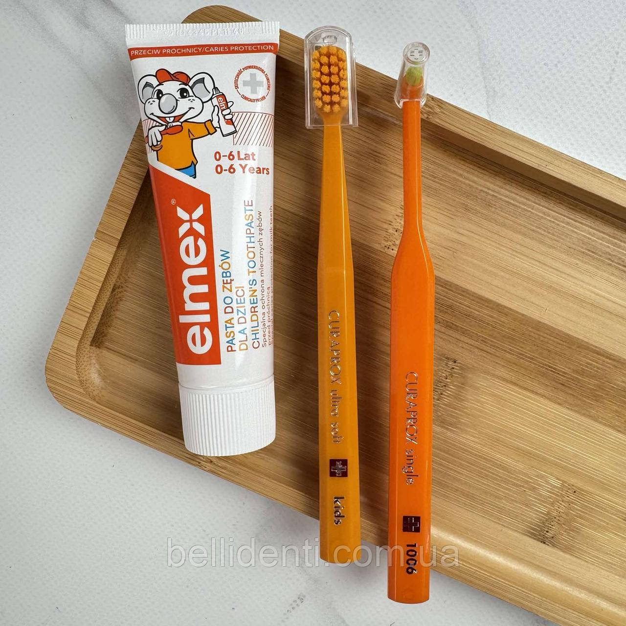 Набір Curaprox Elmex Kids від 4 до 6 років (зубна паста 50 мл+зубна щітка+монопучкова щітка), фото 1