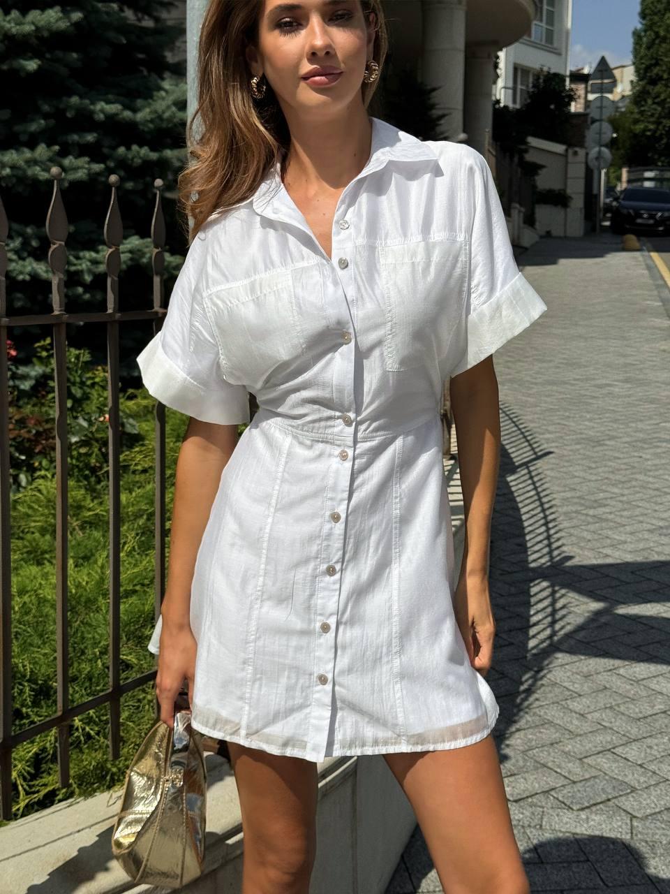 Жіноча літня сукня міні на гудзиках тканина тенсел Smf9456