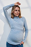 Теплий гольф з ангори в рубчик для вагітних та годування Penny блакитний, фото 2