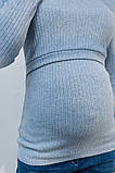 Теплий гольф з ангори в рубчик для вагітних та годування Penny блакитний, фото 6