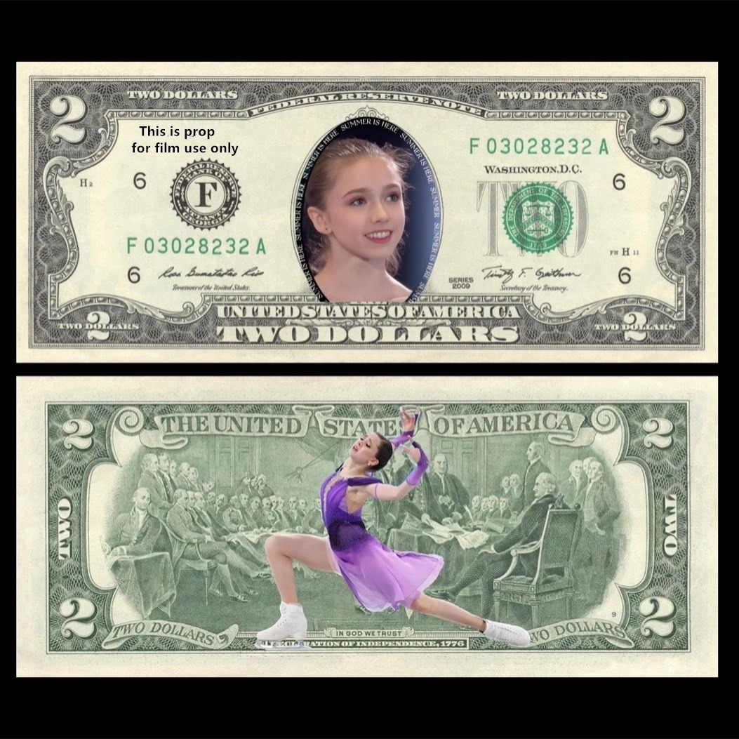 Сувенірна банкнота 2$ США 2009 г "Каміла валиєва". сувенір у колекцію., фото 1