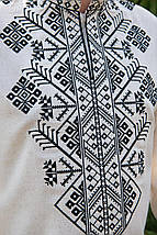 Чоловіча вишиванка з чорним орнаментом на натуральній тканині у бойківському стилі для поціновувачів автентики, фото 5