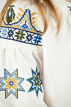 Сорочка з вишивкою зірок для дівчинки від 110 до 164 см біла бавовняна вишиванка хрестиком, фото 3