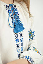 Сорочка з вишивкою зірок для дівчинки від 110 до 164 см біла бавовняна вишиванка хрестиком, фото 4