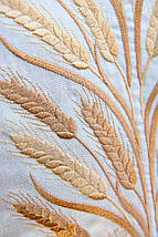 Молочна чоловіча вишиванка з золотою вишивкою колосків на льоні великі розміри, фото 4