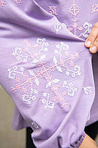 Лонгслів дитячий фіолетовий з етновишивкою хрестиком рожевих та білих елементів 110–164, фото 3