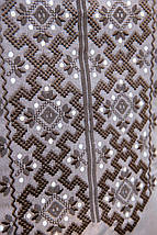 Чоловіча вишиванка кольору какао з вишивкою гладдю геометричний орнамент льон еластан розміри M–5XL, фото 3