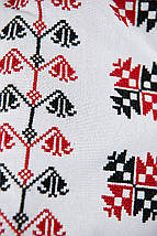 Дитяча вишиванка з геометричною вишивкою червоно-чорного кольору 110–164 см рукав три чверті, фото 3