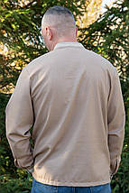 Світла чоловіча вишиванка кольору какао з білим орнаментом льон довгий рукав розміри M–5XL, фото 5