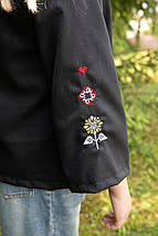 Вишиванка для дівчинки чорна з символами сили і добробуту рукав 3/4 розміри 110–164, фото 3