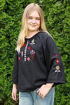 Вишиванка для дівчинки чорна з символами сили і добробуту рукав 3/4 розміри 110–164, фото 4