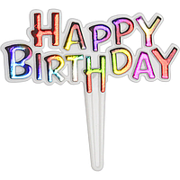 Топпер для торта "Happy Birthday" градієнт (6,1х6см) 1шт.