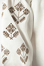 Вишиванка для дівчинки молочного кольору з коричневою геометричною вишивкою 110–164 розмірів, фото 3