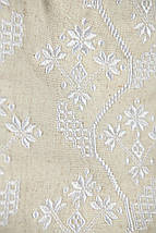 Дитяча сорочка з вишивкою білим орнаментом на бежевому льоні для дівчинки 110–164, фото 3