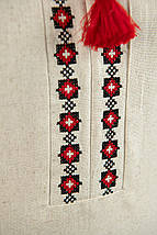 Вишиванка для дівчинки з червоно-чорною геометричною вишивкою на молочній тканині 110–164, фото 2