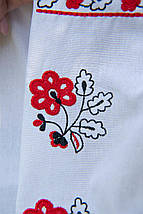 Вишиванка для дівчинки з квітковим орнаментом червоно-чорна біла сорочка на довгий рукав 110–164, фото 4