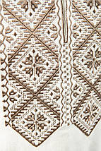 Вишиванка для хлопчика молочного кольору з геометричною вишивкою хрестиком довгий рукав 110–164, фото 2