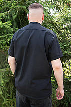 Чорна чоловіча вишиванка з коротким рукавом із кольоровими символами на грудях для розмірів M–5XL, фото 4