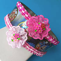 Пов'язка для волосся квіти 6 шт 10 мм дитяча рожева та малинова