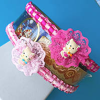 Пов'язка для волосся кіті 6 шт 10 мм дитяча рожева та малинова