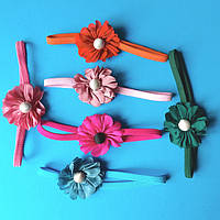 Пов'язка на Голову Ромашка 10 мм на Гумці Тканина Атлас Різні Кольори