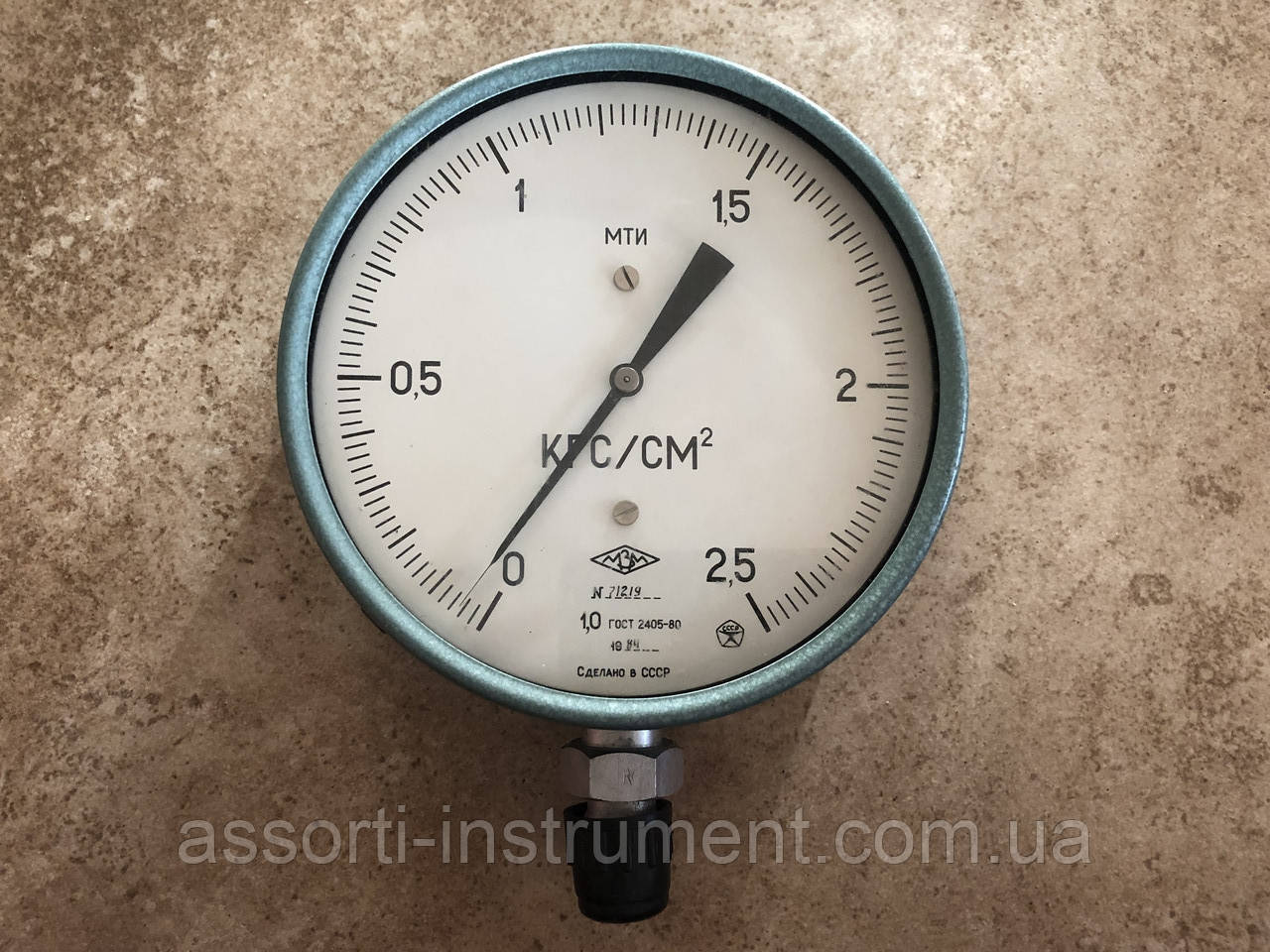 Манометр зразковий деформаційний МТИ-1218 2.5 кгс/см2 Ф160 мм М20*1.5 к. т. 0.6 для точних вимірювань (сер), фото 1