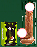Тілесний фалоімітатор реаліст на присосці 17 см, Гнучкий фалос з мошонкою для вагіни, Інтимні іграшки, фото 10
