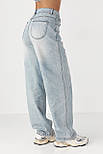 Джинси Baggy straight з потертостями — блакитний колір, XL, фото 2