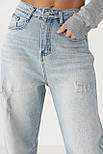 Джинси Baggy straight з потертостями — блакитний колір, XL, фото 4