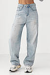 Джинси Baggy straight з потертостями — блакитний колір, XL, фото 6