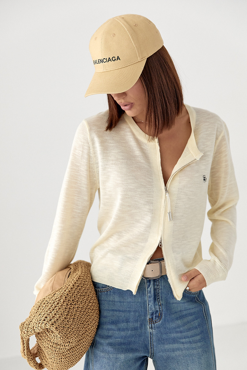 Короткий легкий кардиган на блискавці — лимонний колір, ONE SIZE (є розміри), фото 1