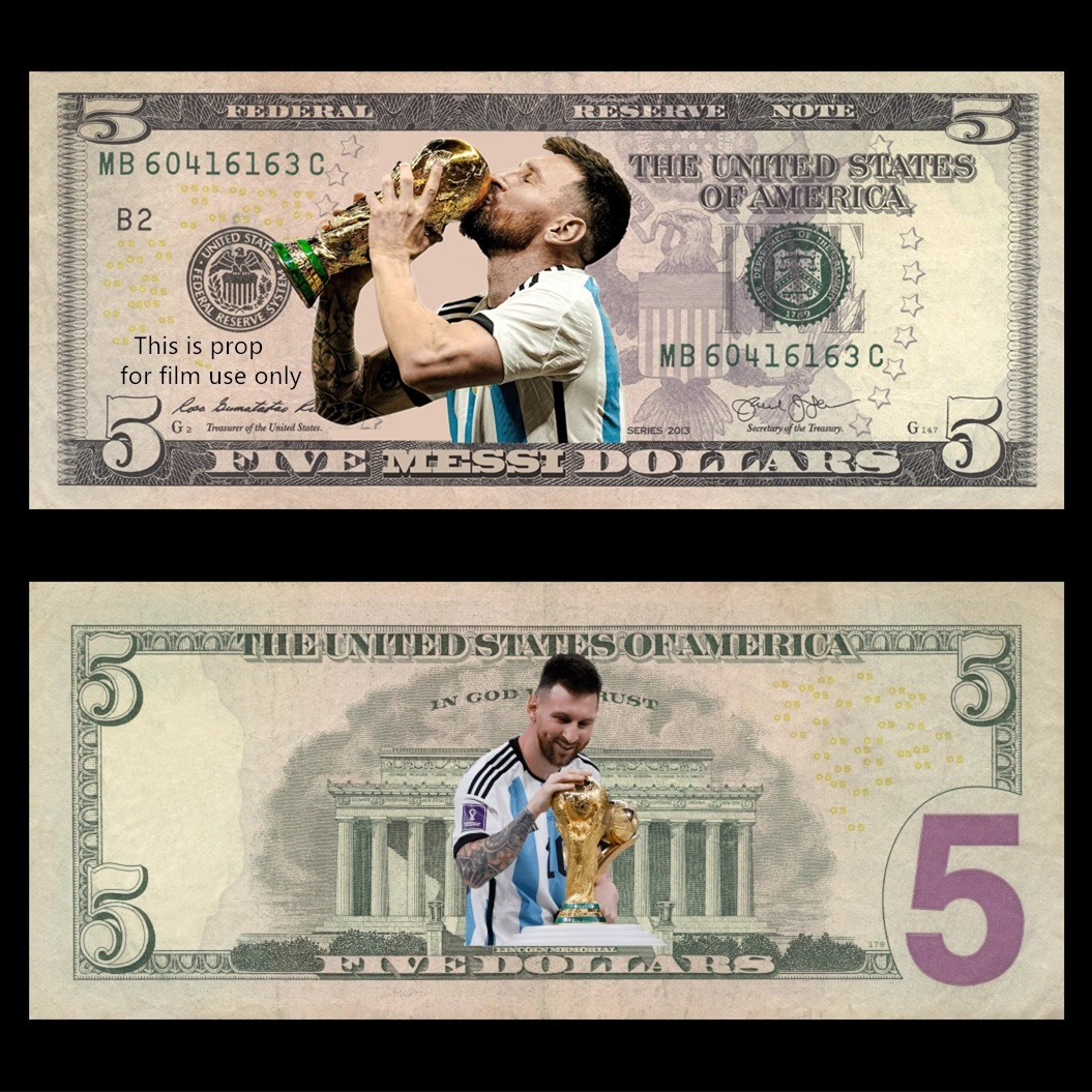 Сувенірна банкнота 5 доларів США 2013г "Ліонель Мессі". сувенір у колекцію «FIVE MESSI DOLLARS», фото 1