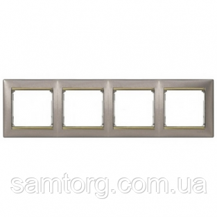 Рамка 4 поста титан/золотий штрих Legrand Valena 770364, фото 1