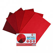 Набір м'якого фетру Santi відтінки червоного,5 аркушів 21x30 см 743249