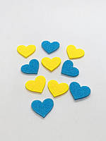 Сердечка фетрові 2см -10шт блакитні та жовті
