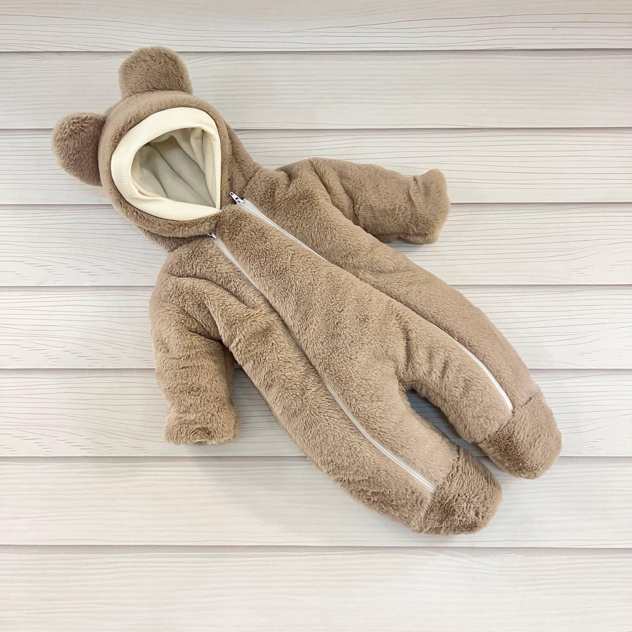 Дитячий теплий чоловічок комбінезон Тедді осінь весна зима 3-6 міс 62-68 розмір