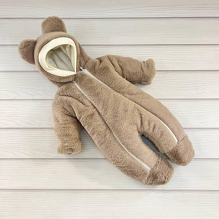 Дитячий теплий чоловічок комбінезон Тедді осінь весна зима 3-6 міс 62-68 розмір, фото 1