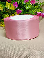 Атласна стрічка 4 см/рулон 23 метри/рожево пудровий