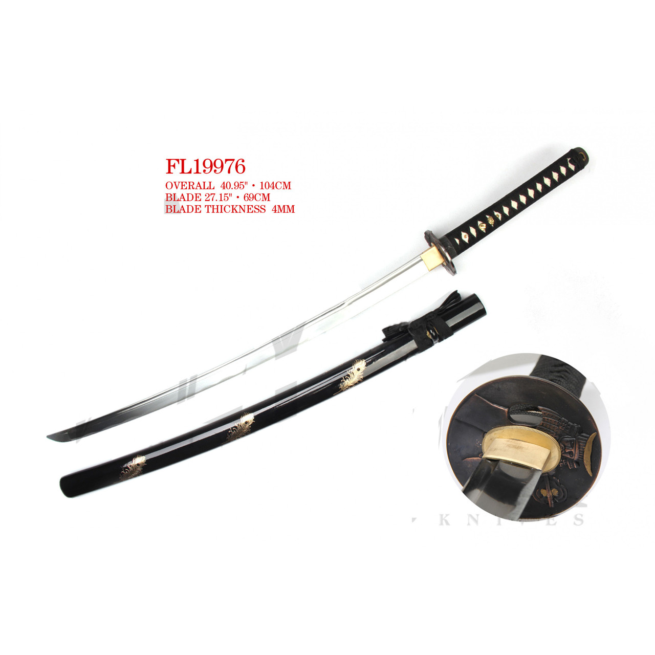 Самурайський меч «Золоте перо» з підставкою, фото 1