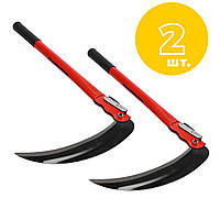 Набір з двох міні кіс складна коса ручна підкосок серп садовий з червоною ручкою 50 см