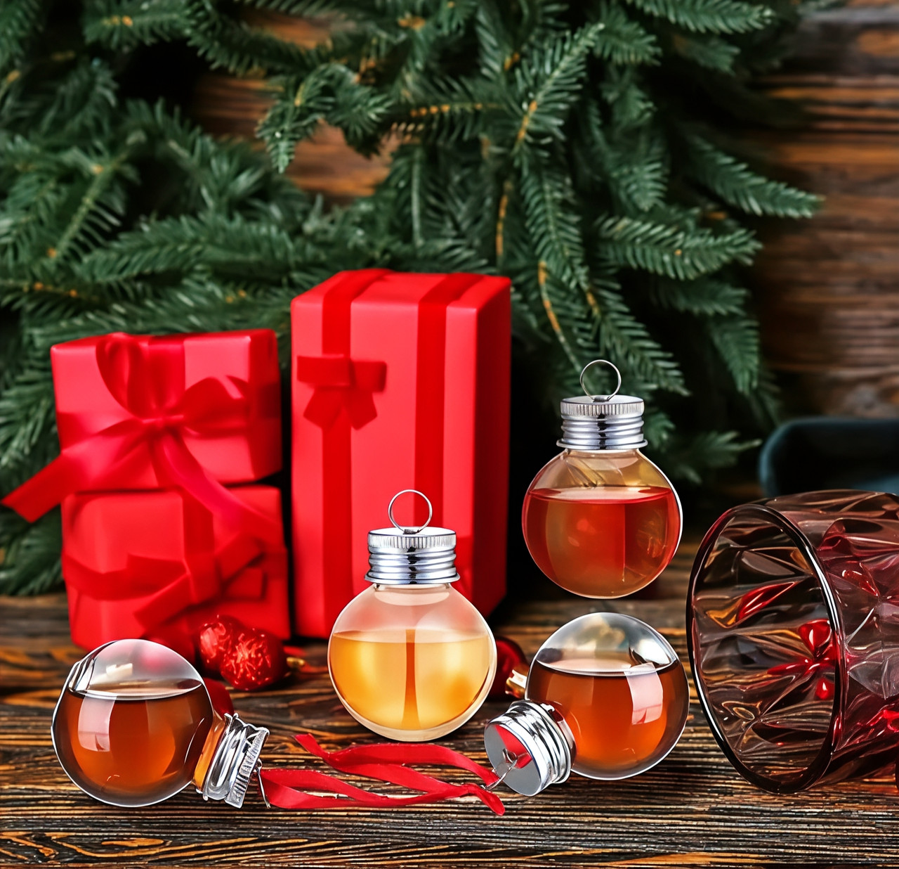 Набір ялинкових прозорих играшек, прозорі кульки на ялинку 5 шт D 5 см, фото 1