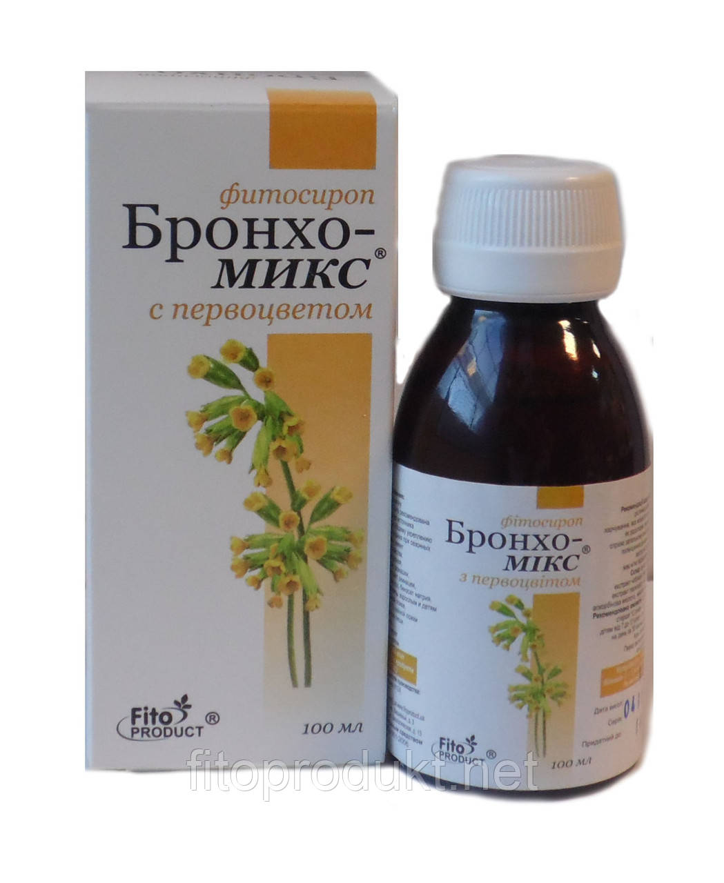 Бронхо Мікс з первоцвітом фітосироп від сухого кашлю 100 мл Фитопродукт